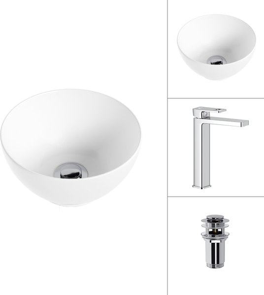 Купить Умывальник со смесителем Lauter 21601E + Cascade 21СК0655C с донным клапаном 21190CH в Бобруйске