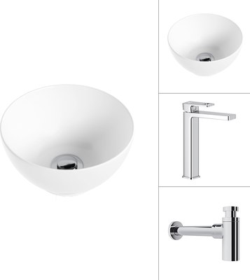 

Умывальник со смесителем, 21601E + Cascade 21СК0655C с сифоном 21635CH
