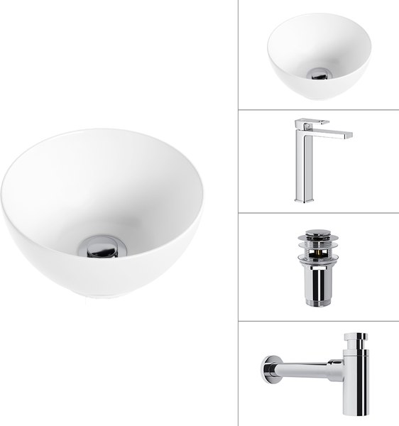 Купить Умывальник со смесителем Lauter 21601E + Cascade 21СК0655C + сифон 21635CH + дон.клапан 21190CH в Бобруйске