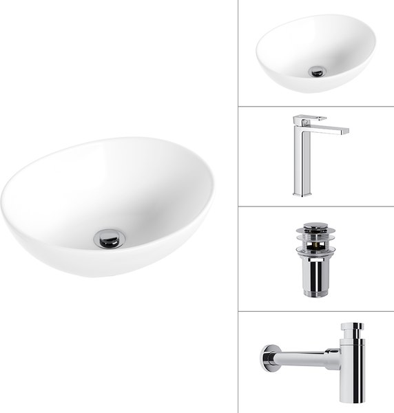 Умывальник со смесителем Lauter 21652 + Cascade 21СК0655C + сифон 21635CH + дон.клапан 21190CH