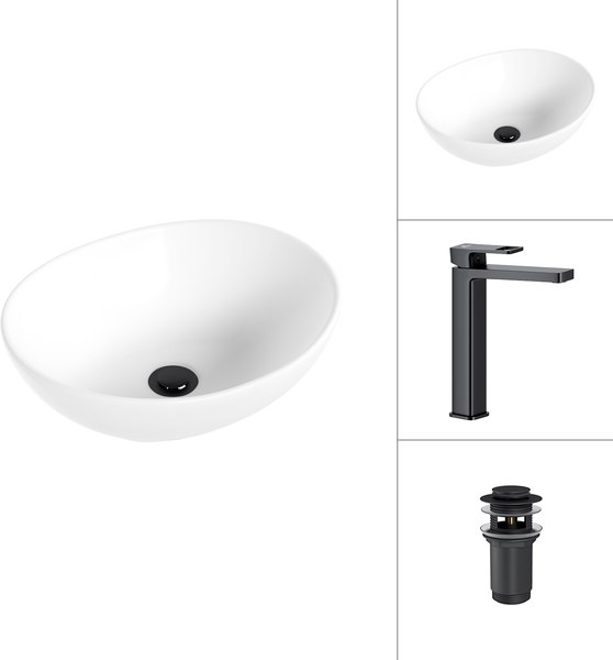 Умывальник со смесителем Lauter 21652 + Cascade 21СК0655BS с донным клапаном 21190B