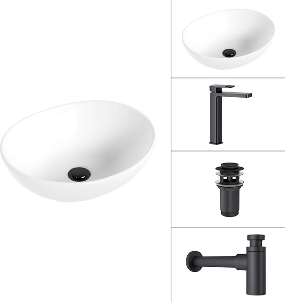 Умывальник со смесителем Lauter 21652 + Cascade 21СК0655BS + сифон 21635B + дон.клапан 21190B