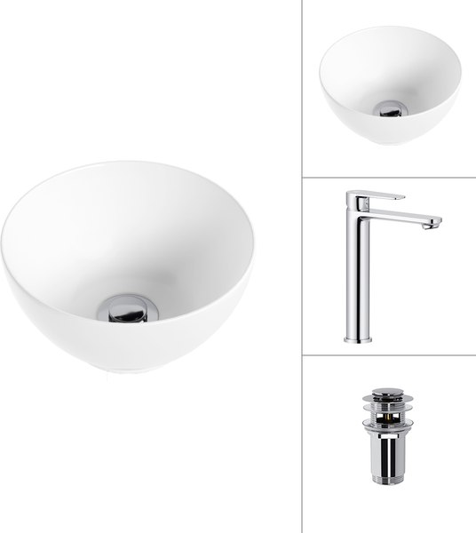 Купить Умывальник со смесителем Lauter 21601E + Moon 21СK81691C с донным клапаном 21190CH в Бобруйске