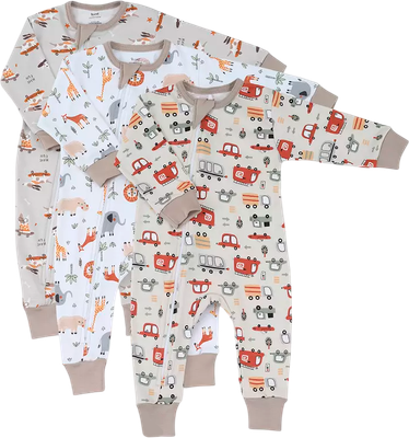 Набор комбинезонов для малышей Rant Funny Basic / 1990 (3шт, Beige, р.74) -