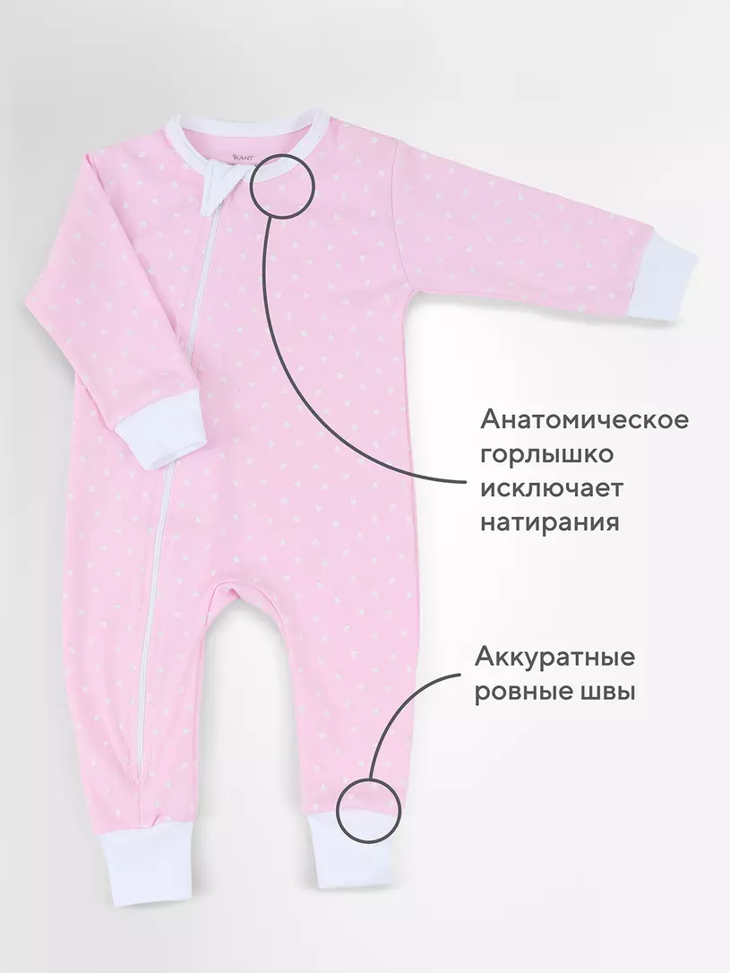 Набор комбинезонов для малышей Rant Funny Basic / 1590 (3шт, Rose, р.62) — фото 9
