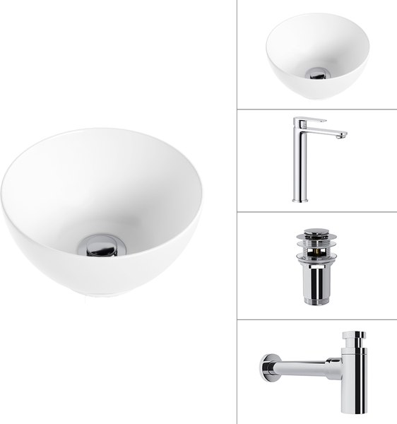Умывальник со смесителем Lauter 21601E + Moon 21СK81691C + сифон 21635CH + дон.клапан 21190CH