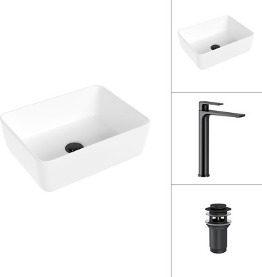 

Умывальник со смесителем, 21674B + Reef 21CK8678BS с донным клапаном 21190B