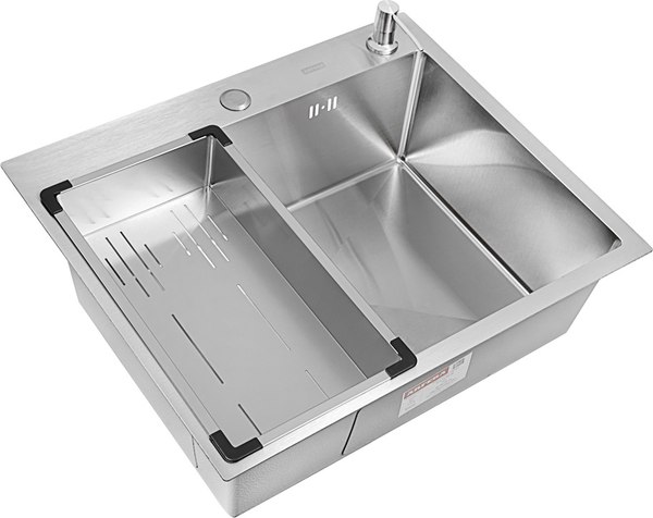 Мойка кухонная Arfeka ECO AR 60x50+CL AR G+DS AR (сатин, с дозатором и коландером)