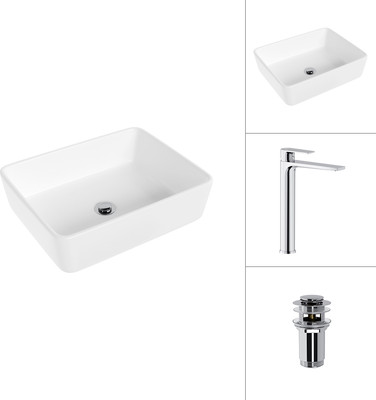 

Умывальник со смесителем, 21674 + Reef 21CK8678C с донным клапаном 21190CH