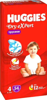 Подгузники-трусики детские Huggies Dry Expert Mega 4 (54шт) - 