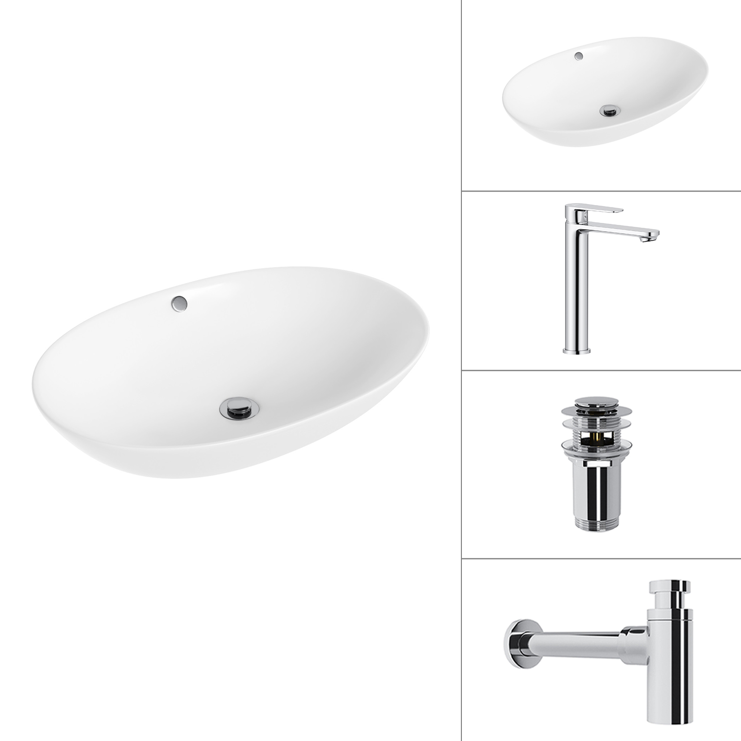 Умывальник со смесителем Lauter 21709 + Moon 21СK81691C + сифон 21635CH + дон.клапан 21190CH (хром)