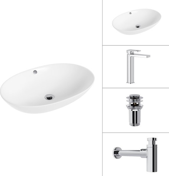 Умывальник со смесителем Lauter 21709 + Cascade 21СК0655C + сифон 21635CH + дон.клапан 21190CH