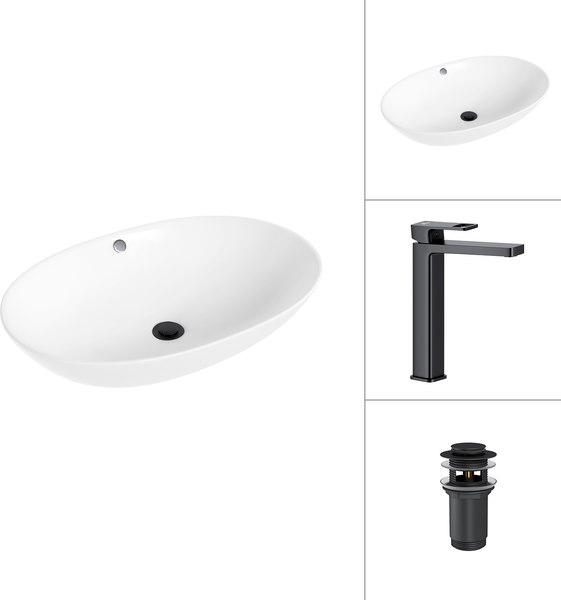 Умывальник со смесителем Lauter 21709 + Cascade 21СК0655BS с донным клапаном 21190B