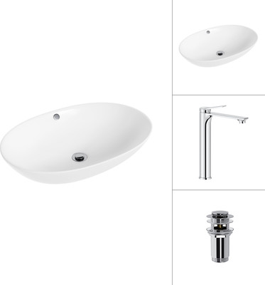 

Умывальник со смесителем, 21709 + Rio 21AM12672 с донным клапаном 21190CH