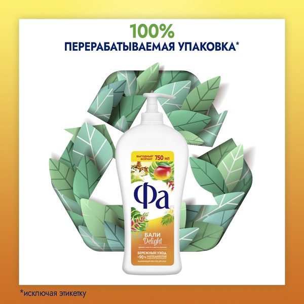 Гель для душа Фа Бали Delight Аромат манго и цветка ванили (750мл)