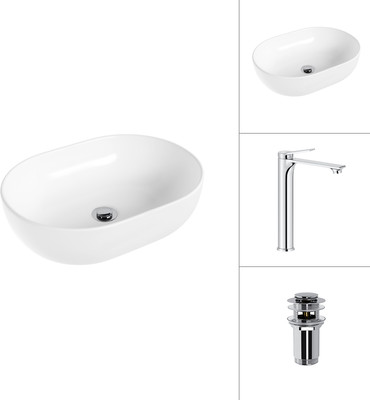 

Умывальник со смесителем, 21836A + Rio 21AM12672 с донным клапаном 21190CH