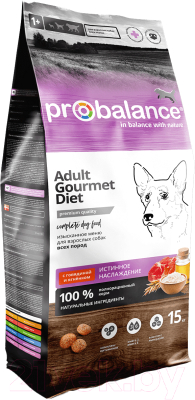 Сухой корм для собак ProBalance Gourmet Diet Adult с говядиной и ягненком (15кг)