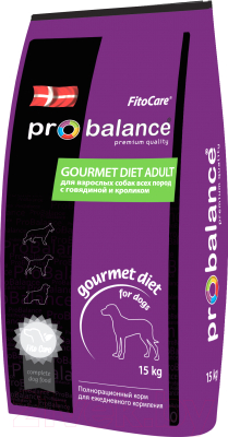 

Корм для собак ProBalance, Gourmet Diet Adult с говядиной и кроликом