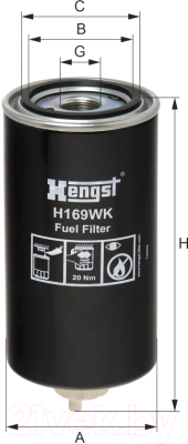 

Топливный фильтр Hengst, H169WK