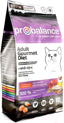 Сухой корм для кошек ProBalance Gourmet Diet Adult с говядиной и ягненком