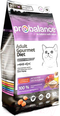 Сухой корм для кошек ProBalance Gourmet Diet Adult с говядиной и ягненком (10кг)