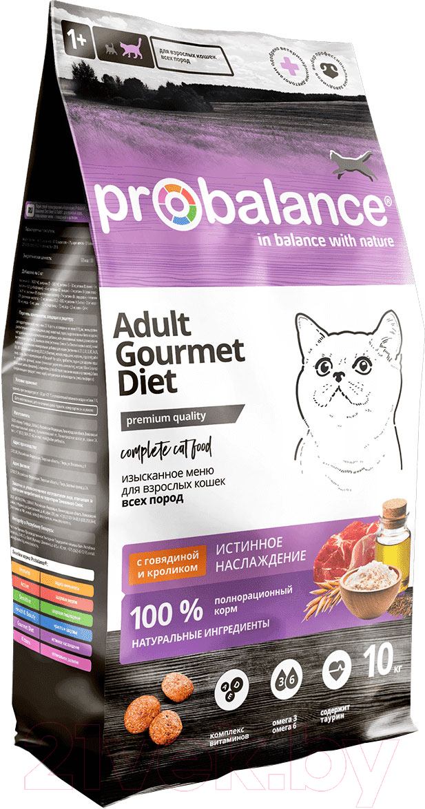 Корм для кошек ProBalance Gourmet Diet Adult с говядиной и кроликом (10кг)