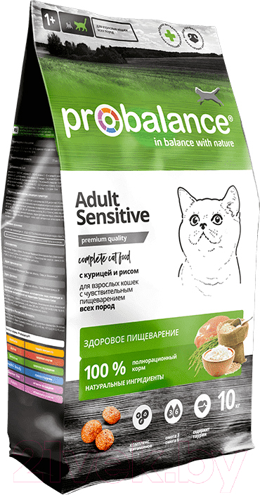 Корм для кошек ProBalance Sensitive с курицей и рисом (10кг)