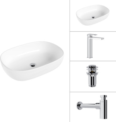 Умывальник со смесителем Lauter 21836 + Cascade 21СК0655C + сифон 21635CH + дон.клапан 21190CH (хром) -