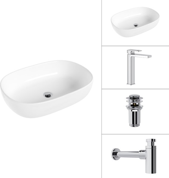 Умывальник со смесителем Lauter 21836 + Cascade 21СК0655C + сифон 21635CH + дон.клапан 21190CH