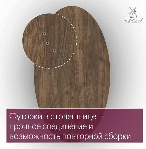 Обеденный стол Millwood Верона овальный 180х100х75 / 51780_t_ch_6 (дуб табачный Craft/черный)