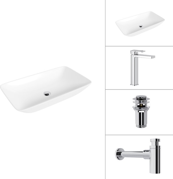 Умывальник со смесителем Lauter 21886 + Cascade 21СК0655C + сифон 21635CH + дон.клапан 21190CH
