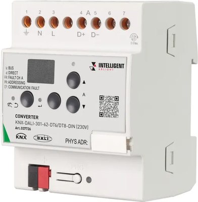 

Конвертер для светодиодной ленты, Intelligent KNX-DALI-301-62-DT6/DT8-DIN / 037726
