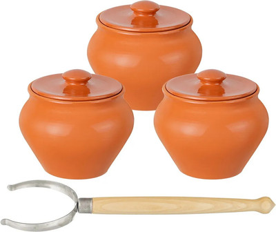 Набор горшочков для запекания Elan Gallery TerraCotta с ухватом / 570193 (терракотовый) - 