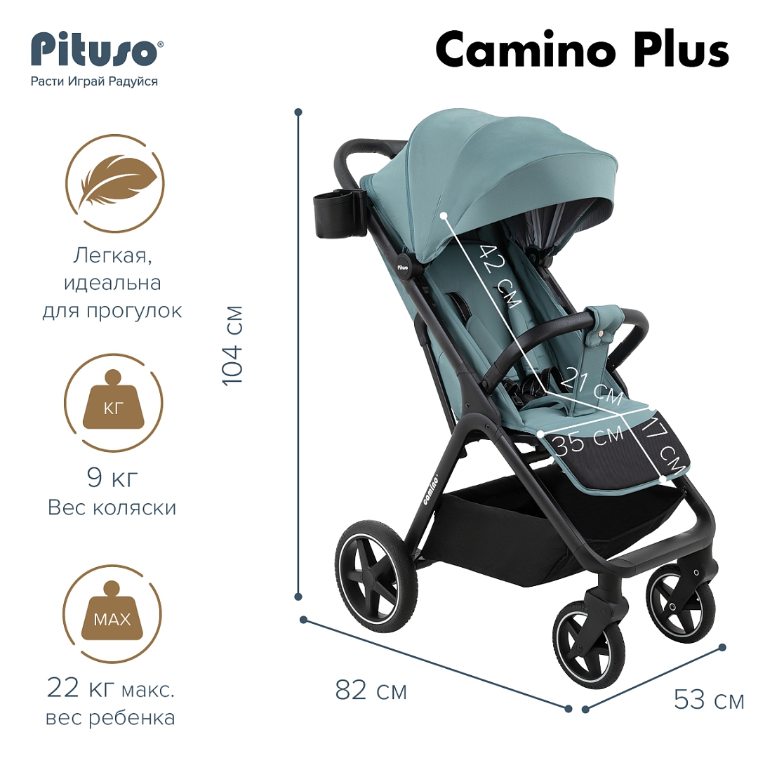 Детская прогулочная коляска Pituso Camino + чехол на ножки / Q-5 (зеленый) — фото 2