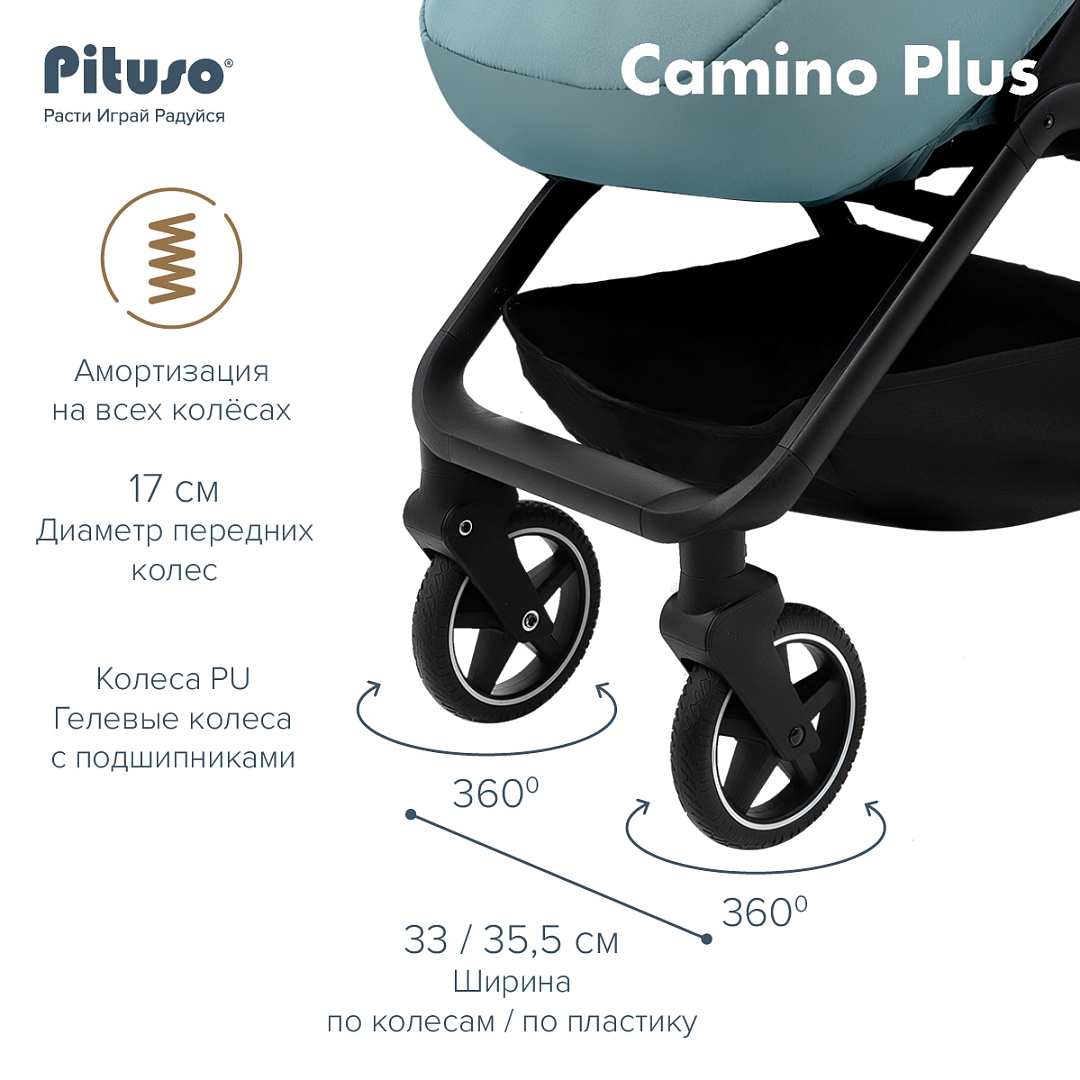 Детская прогулочная коляска Pituso Camino + чехол на ножки / Q-5 (зеленый) — фото 4