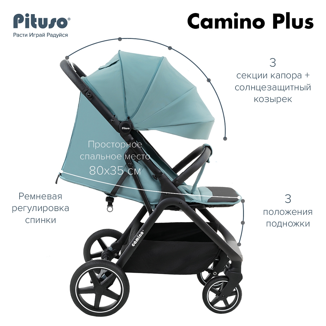 Детская прогулочная коляска Pituso Camino + чехол на ножки / Q-5 (зеленый) — фото 3