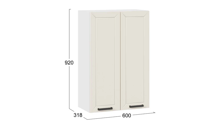 Шкаф навесной для кухни ТриЯ Лорас 1ВВ6 с двумя дверями (белый/холст брюле) — фото 3
