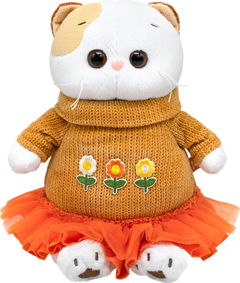 

Мягкая игрушка, Кошечка Ли-Ли в трикотажном платье с оборкой / LK24-170