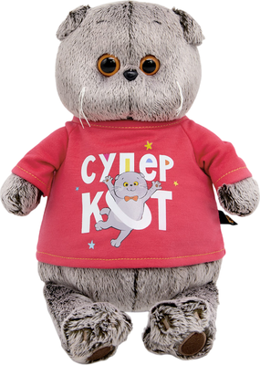 

Мягкая игрушка, Басик в лонгсливе с принтом Супер кот / Ks22-284