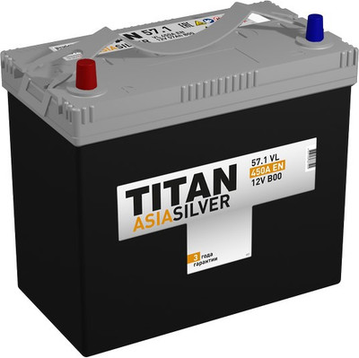 Автомобильный аккумулятор TITAN Asia Silver 450A L+ (57 А/ч) - 