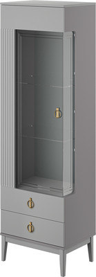 Шкаф с витриной Bravo Мебель Фарго 1-дв. левый (серый шифер/лак антрацит) -