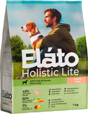 Сухой корм для собак Elato Holistic Lite Для привередливых собак с кроликом и индейкой (7кг) - 