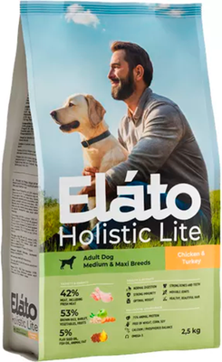 Сухой корм для собак Elato Holistic Lite Для средних и крупных пород с курицей и индейкой (2.5кг) - 