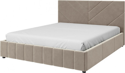 Полуторная кровать Bravo Мебель Нельсон 120х200 без ПМ Стандарт 3 вариант (серо-бежевый, линия) - 