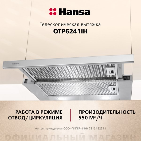 Купить Вытяжка телескопическая Hansa OTP6241IH в Бобруйске
