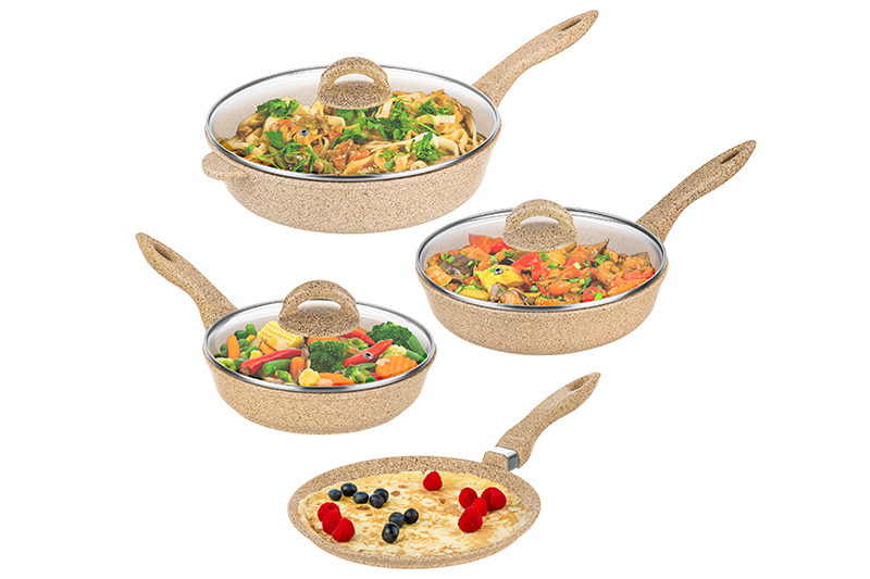 Набор сковородок Elan Gallery Гармония вкуса / 121125+4 (медовый гранит) — фото 4