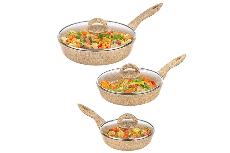 Набор сковородок Elan Gallery Гармония вкуса / 121128+3 (медовый гранит) — фото 4