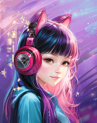 

Набор алмазной вышивки, Девочка в наушниках / 70790