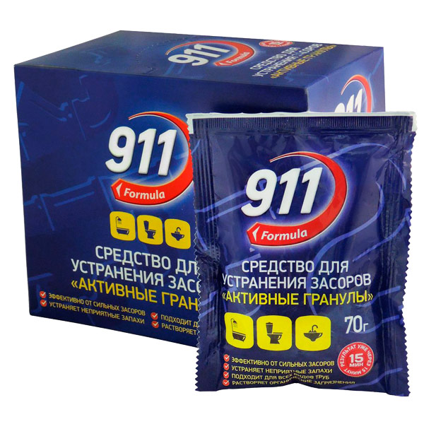 Средство для устранения засоров 911 Formula Активные гранулы саше (10x70г)