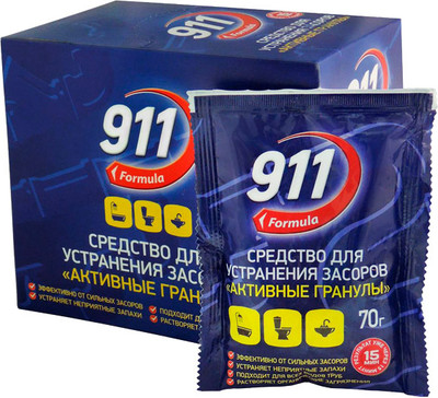 Средство для устранения засоров 911 Formula Активные гранулы саше (10x70г) - 